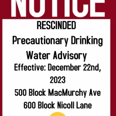 Rescinded PDWA - 500 Block MacMurchy Ave & 600 Block Nicoll Lane